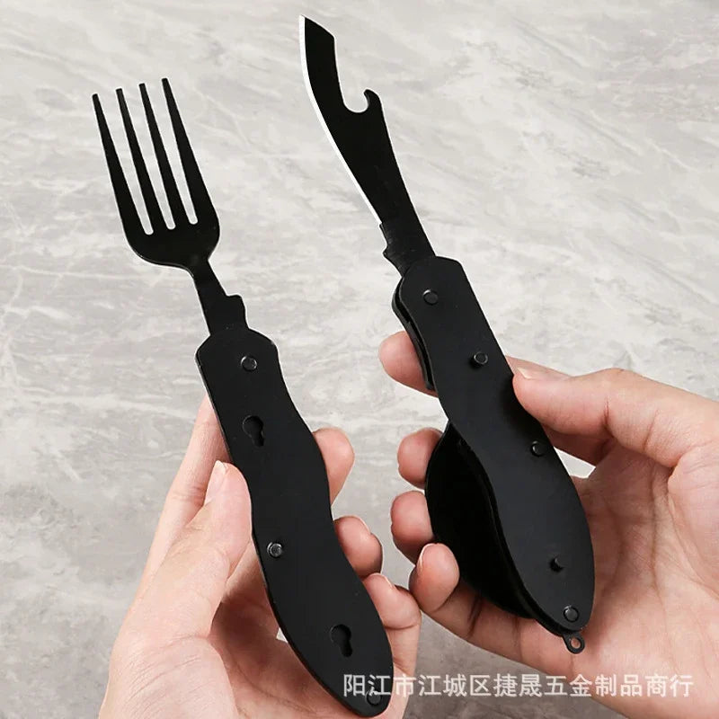 3-in-1 Outdoor Folding Spoon, Fork and Knife Combo Set